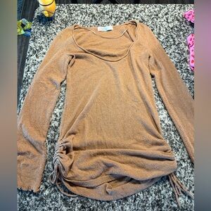 Free People Tan Long Sleeve Swim Coverup